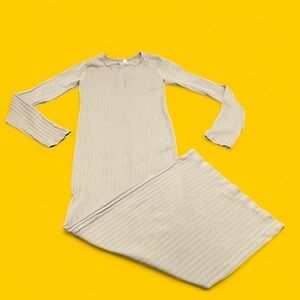 Women's Solid Tan Maxi Dress Size Medium Long Sleeve